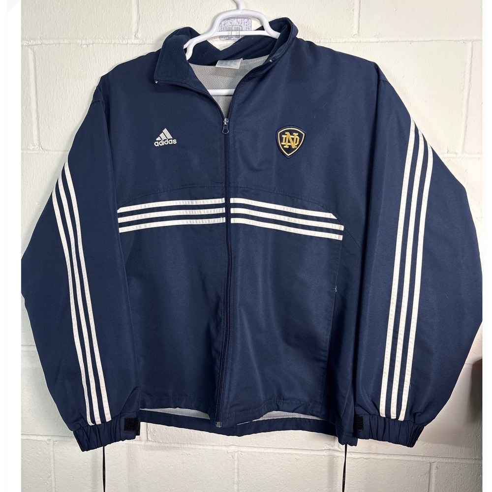Adidas Notre Dame Fighting Irish Track Jacket Mens 2X Navy Blue Windbreaker Zip